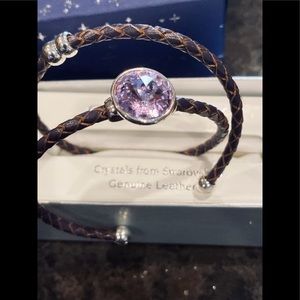 City by City Swarovski Purple Crystal & Leather Bracelet NWOT